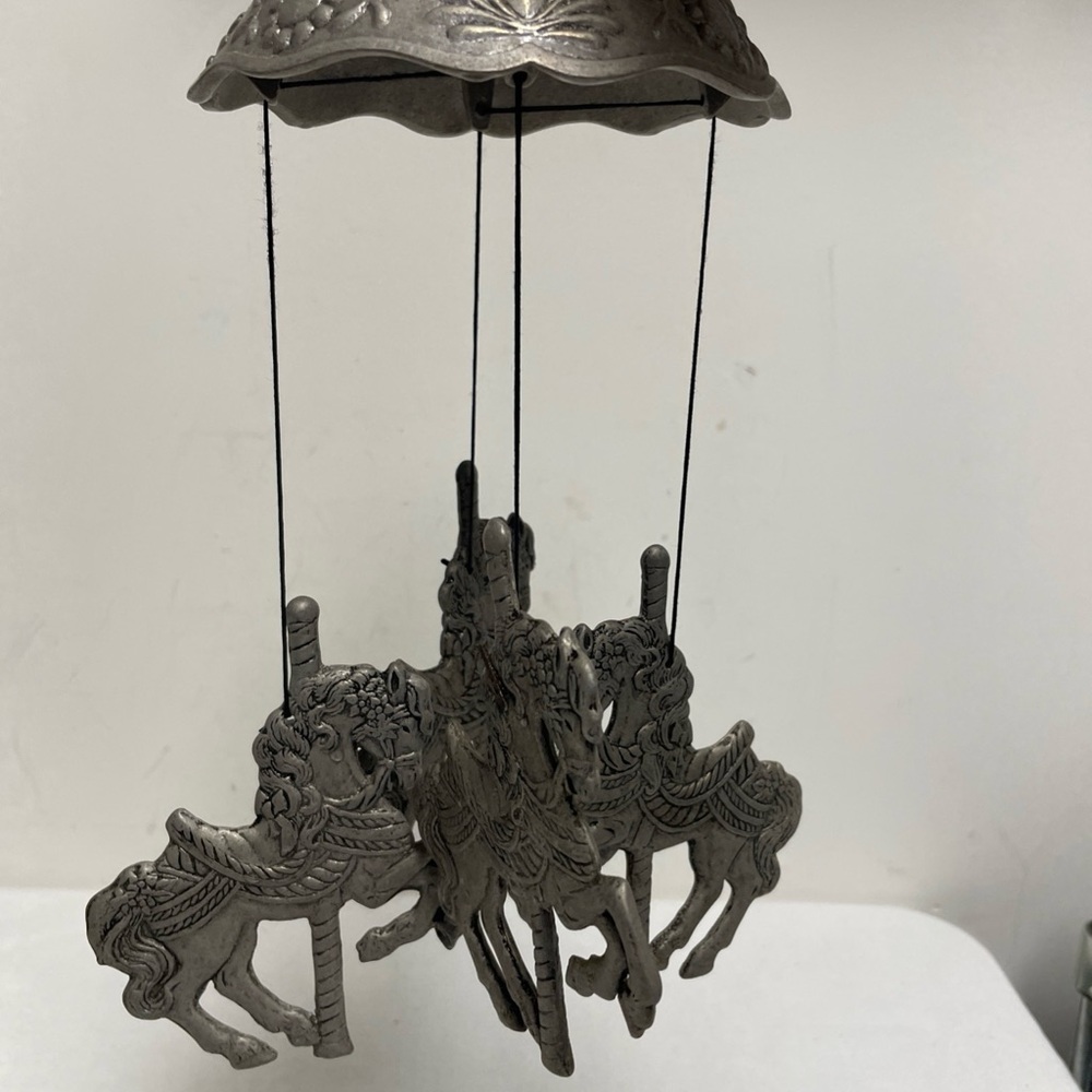 Carson Canopy Carousel Wind Chime Dancing Horse Metal 1992 Rust Proof Vtg 15” - Picture 3 of 8